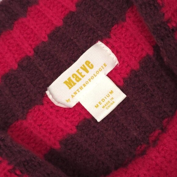 Maeve Anthropologie MEDIUM Pullover WOOL YAK Blend Flared Bell Sleeve Stripe Red - Picture 5 of 13